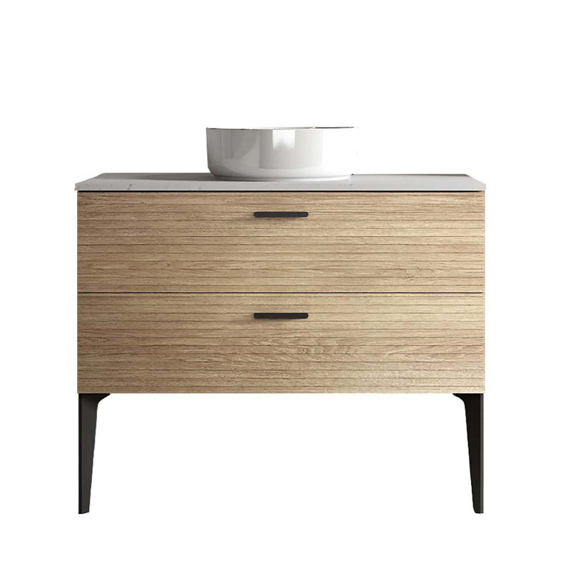 Meuble-lavabo polyvalent avec lavabo en céramique et rangement abondant, 36"