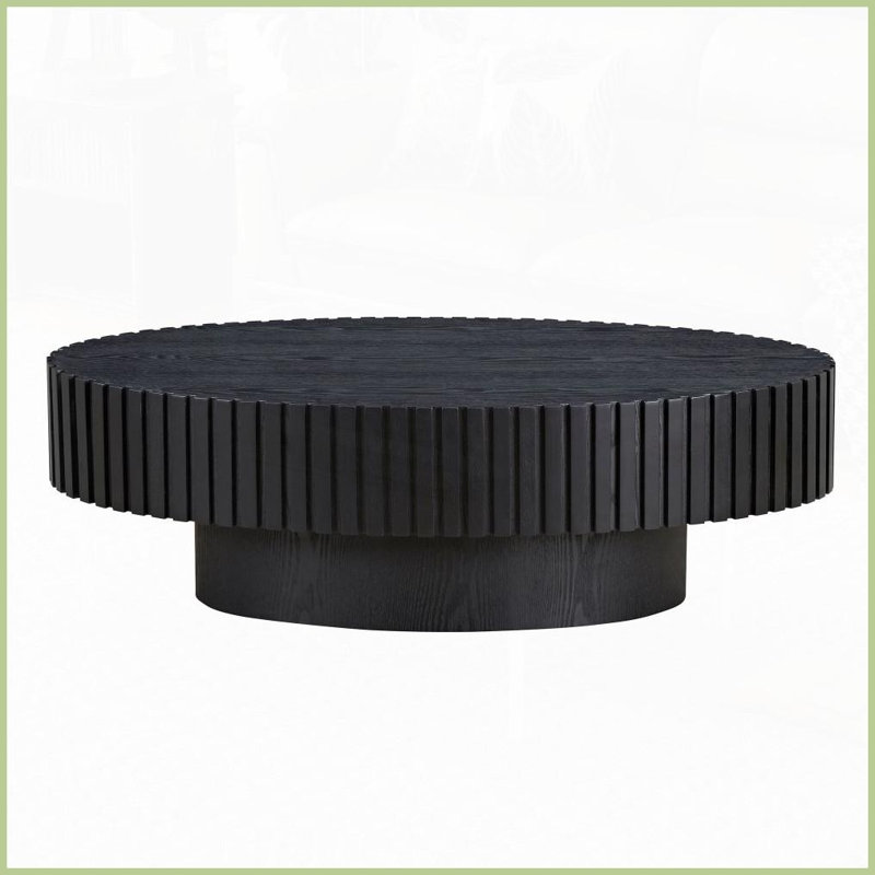 Table basse ovale peu encombrante pour le salon, panneau de fibres à densité moyenne noir moderne, facile à nettoyer et amp; Robuste