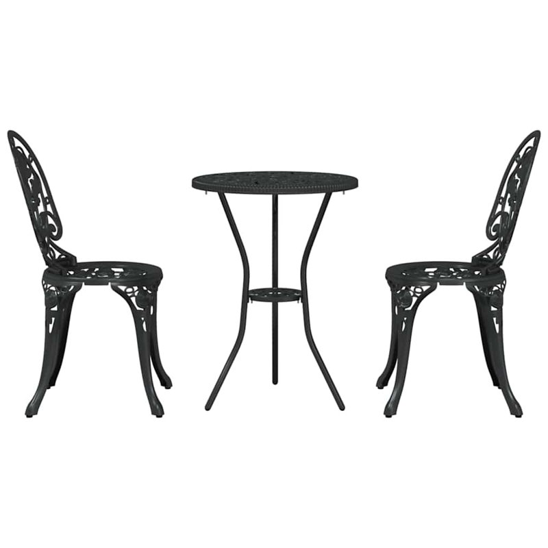Vidaxl Garden Bistro Set 3 Pcs Aluminium, Black