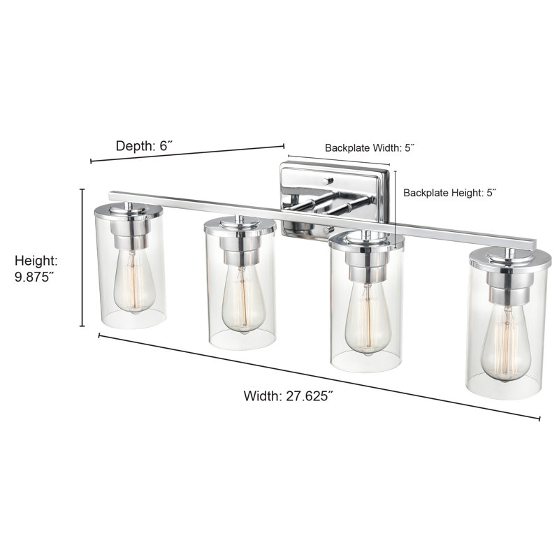 Luminaire à 4 lumières 27,63 po Aibhilin Éclairage pour meuble-lavabo, Noir mat