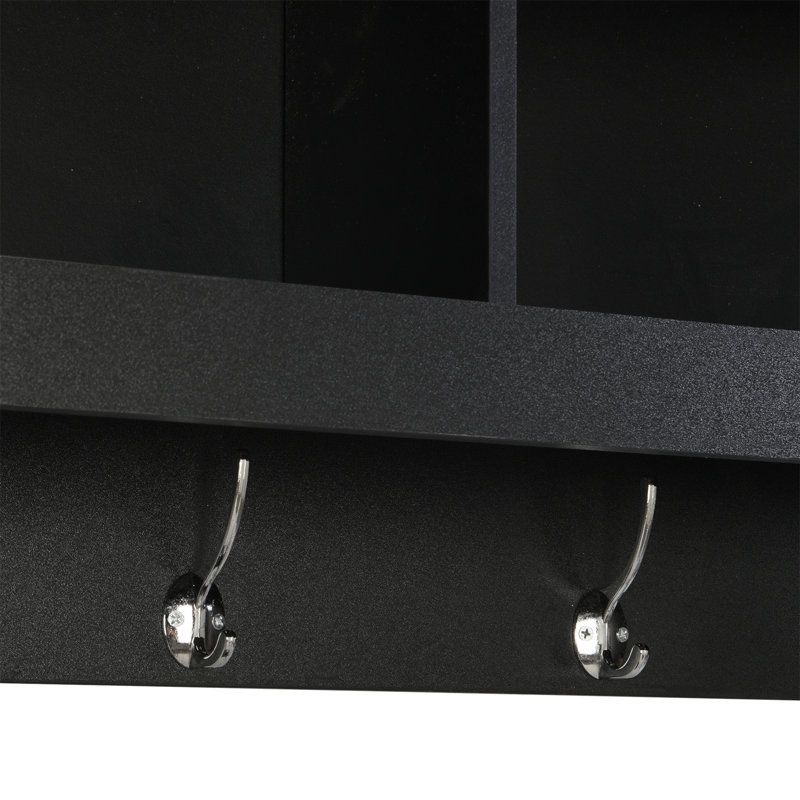 Versatile Shoe Storage Bench With Hooks And Shelves For Entryways, Black