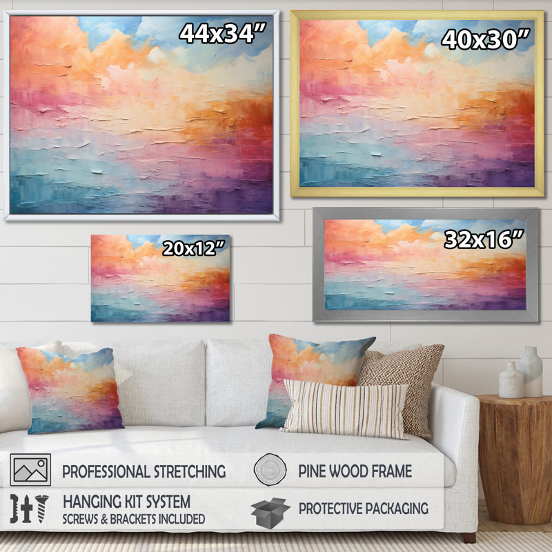 Jaiana Clouds Whispering Clouds Collage II sur toile, Cadre naturel flottant, H 34 po x l 44 po x P 1,5 po