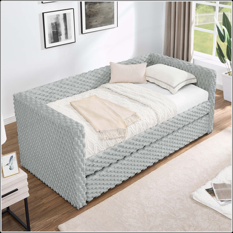 Canapé-lit rembourré polyvalent avec fonction coulissante pour un confort accru, Gris foncé
