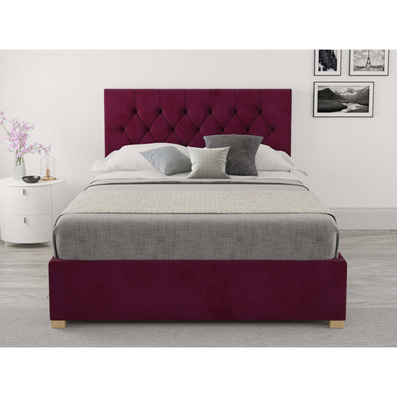 Samaira Upholstered Ottoman Storage Bed, Super King (6'), Berry