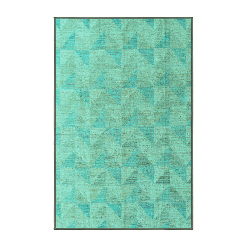 Tapis oriental bleu / vert Glavin, Tapis de couloir 2 pi x 5 pi