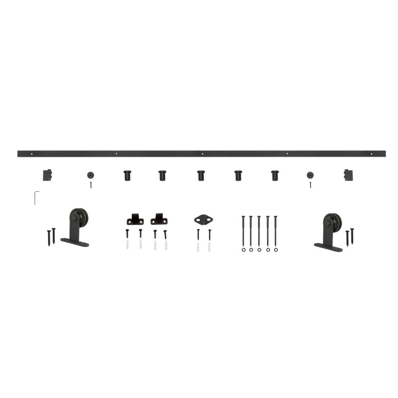 Ensemble de quincaillerie de porte de grange simple standard standard, Noir, 78 po