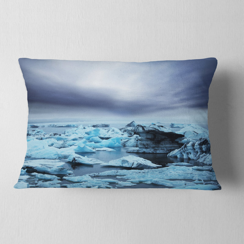 Magnifique glacier fondant en Islande - Coussin décoratif à imprimé paysage