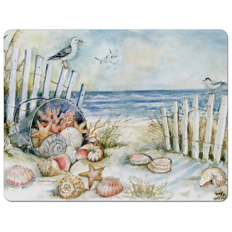 Coastal Sanctuary Designer Flexible Plastic Cutting Board Mat 15" x 11.5"