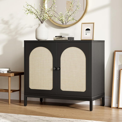 Buffet en rotin avec tablette réglable, portes en rotin et rangement spacieux