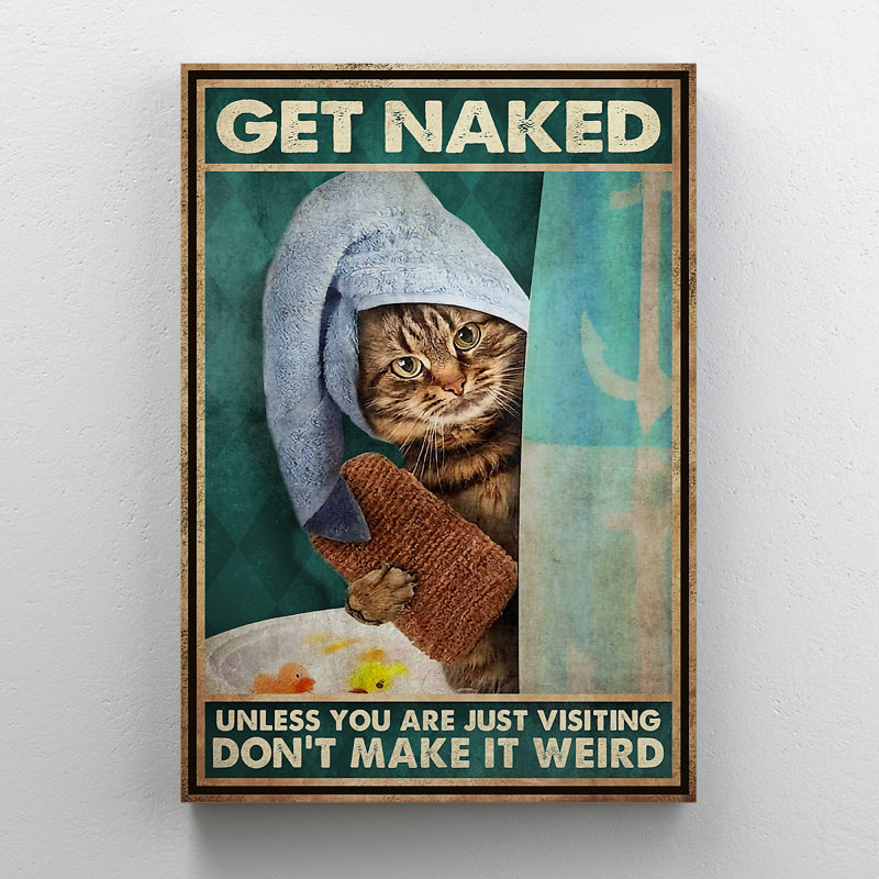 Chat brun - Toile tendue avec une galerie «Get N nu», décoration d'illustration pour salle de bain
