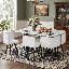 Ensemble de table de salle à manger 59 po pour 6 personnes avec 6 chaises en similicuir et marbre blanc-806196994-833839132