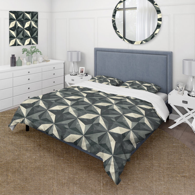 Ensemble de housse de couette gris anthracite Midcentury Stars III - Midcentury