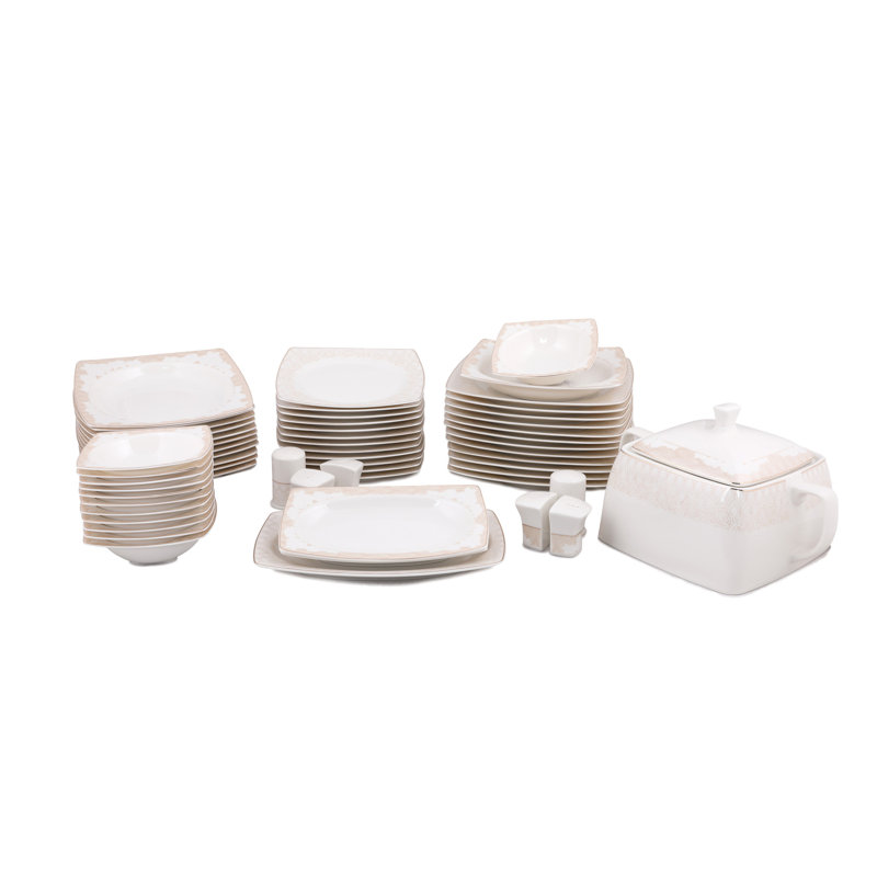 Sotelo Porcelain China Dinnerware Set 61 Piece - Service for 12