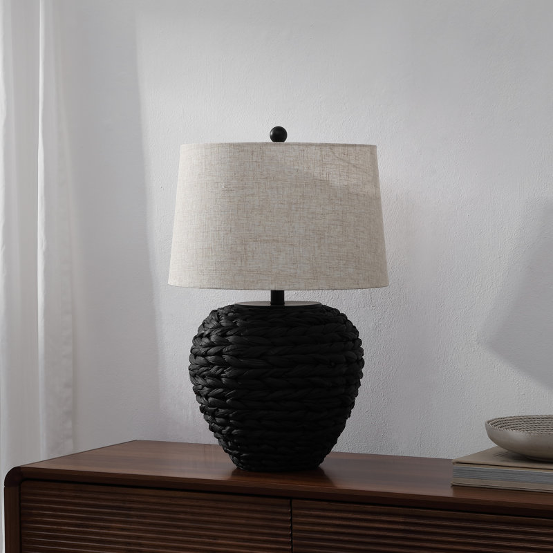 Fortune 25" Table Lamp, Beige, Black