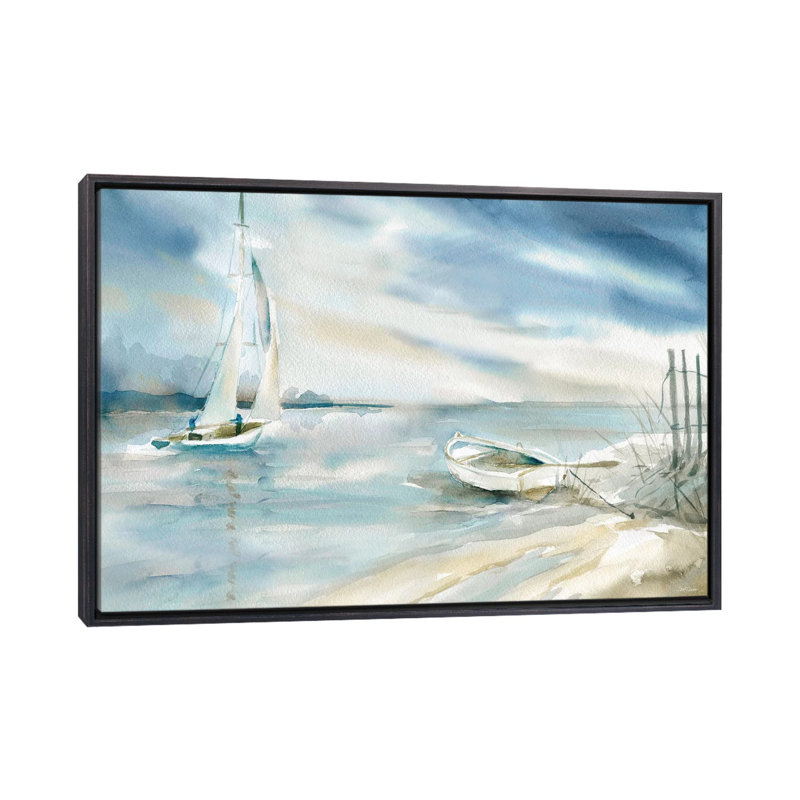 Voile subtile par Carol Robinson-impression, Pas de tapis, H 26 po x l 40 po x 1,5 po, Toile avec cadre noir patiné