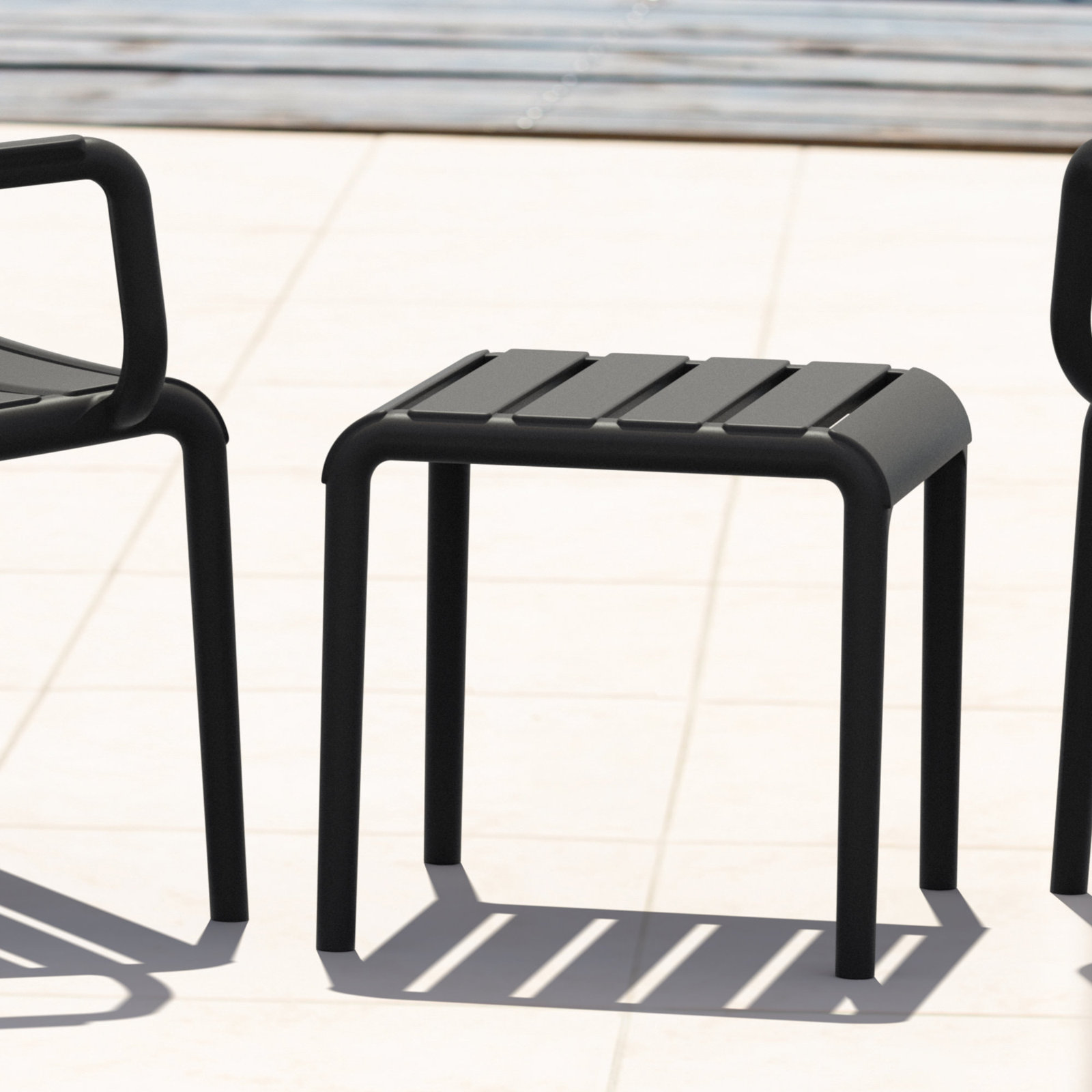 Paris 16" Outdoor Side Table, Black