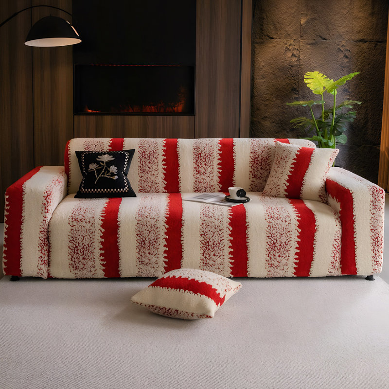 Housse pour canapé en peluche Winter, L 90 po x P 35 po, Rouge