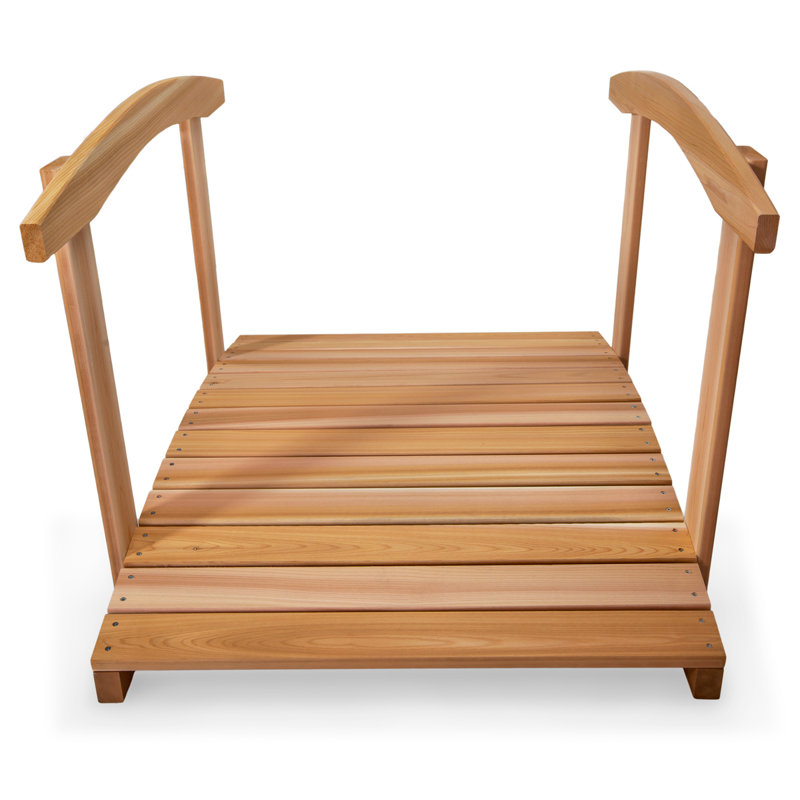 Natural Western Red Cedar 4-Ft Garden Bridge with Side Rails