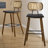 26" Modern Upholstered Low Back Rattan Wood Counter Height Stool-96885272-87883302