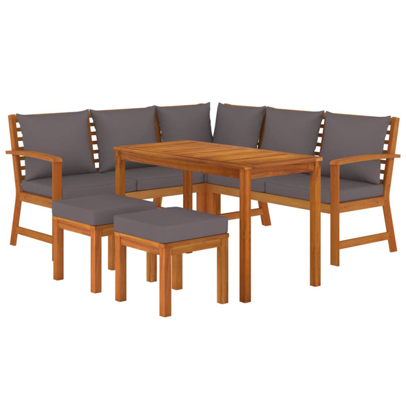 Francisca Rectangular 110Cm L Outdoor Table Set, Grey, 6