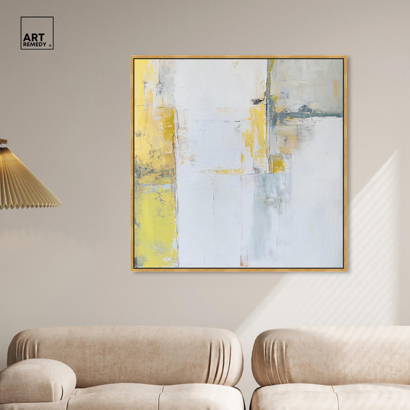 «Sunlit Fragments II» par Art Remedy, Cadre flottant doré, H 17 po x l 17 po x P 1,8 po