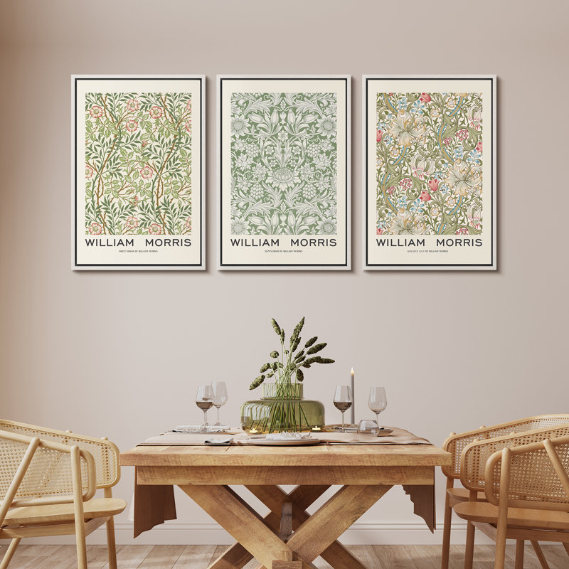 William Morris Geometric Floral Framed Canvas Art Set