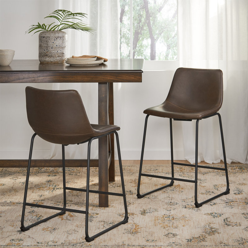 Tabouret de comptoir de style rétro brun de 24 pouces (ensemble de 2), Tabouret de comptoir (siège d'une hauteur de 24 p