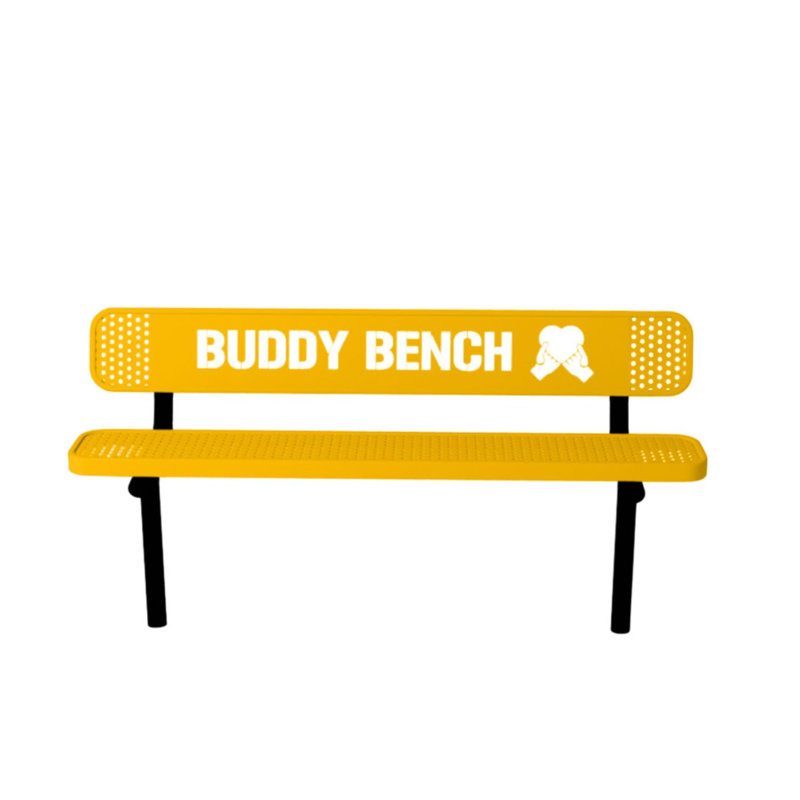 Banc d'appoint jaune perforé, 1,83 m, avec dossier, à encastrer dans le sol, Banc de jumelage 6 pi creusé, Jaune