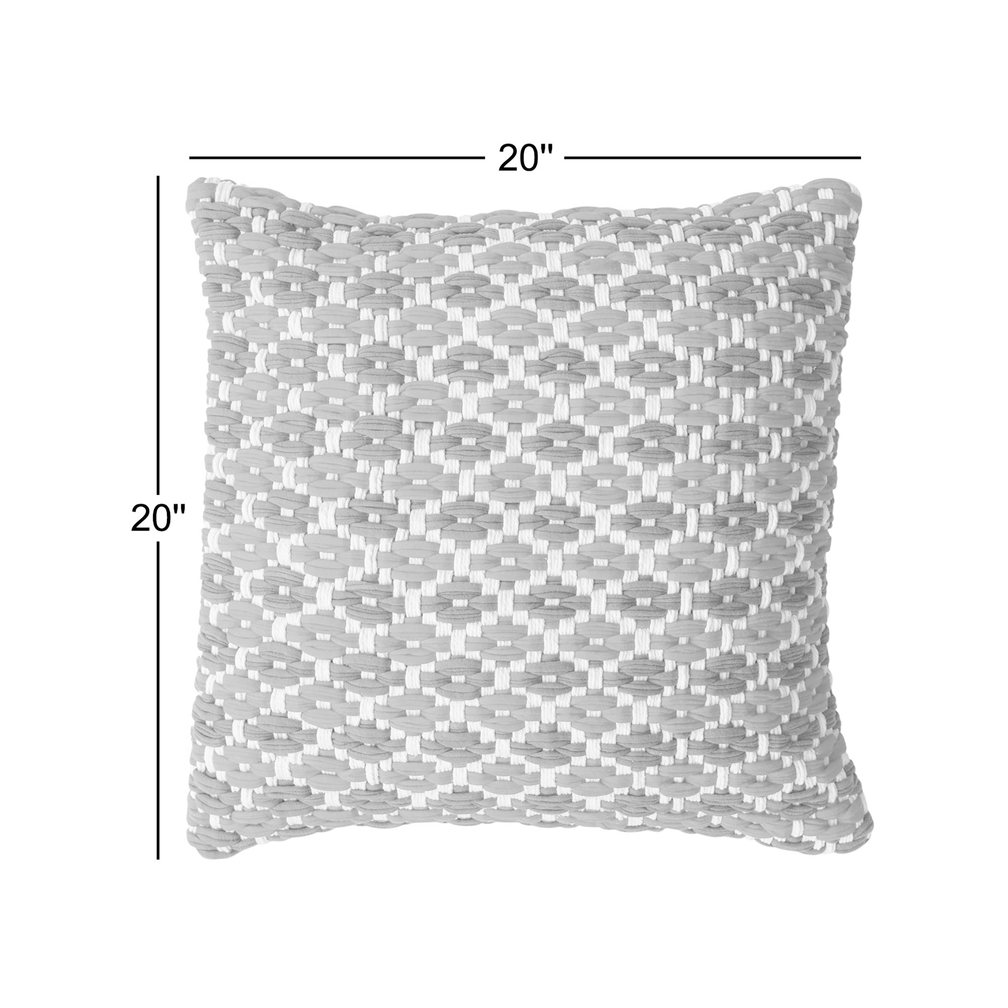 Square Hand-Woven Cotton Chindi Pillow With Pattern