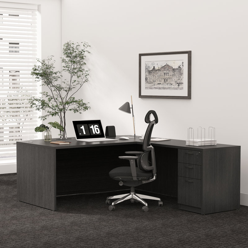 L-Shaped Executive Desk, Gray