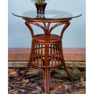Charlestyn Round Glass Top with Wicker/Rattan Base Dining Table