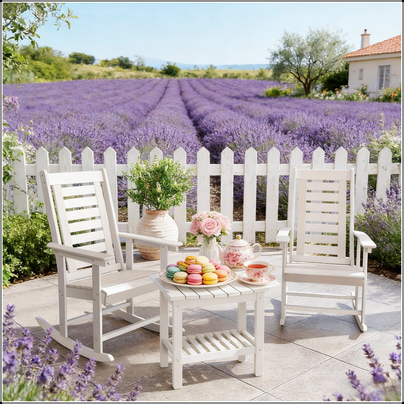 Ensemble de chaises berçantes d'extérieur 2 pièces en PEHD résistant aux intempéries, mouvement berçant en douceur et conception confortable pour la détente