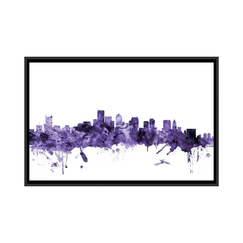 « boston, massachusetts horizon ii » par michael tompsett, reproduction d’impression sur toile tendue, Toile avec cadre noir