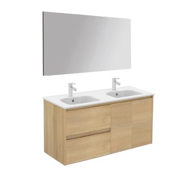 Ambra 48"" Wall-Mounted Double Bathroom Vanity Set with Mirror -  WS Bath Collections, Ambra 120 DBL Pack 1 NO