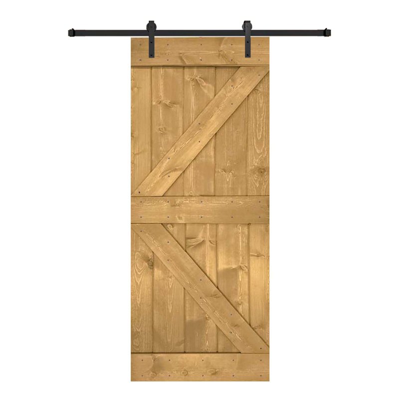 Porte de grange en bois massif DIY 3 en 1 pour chambres, espaces de rangement, placards, Chêne doré, 38 po x 84 po