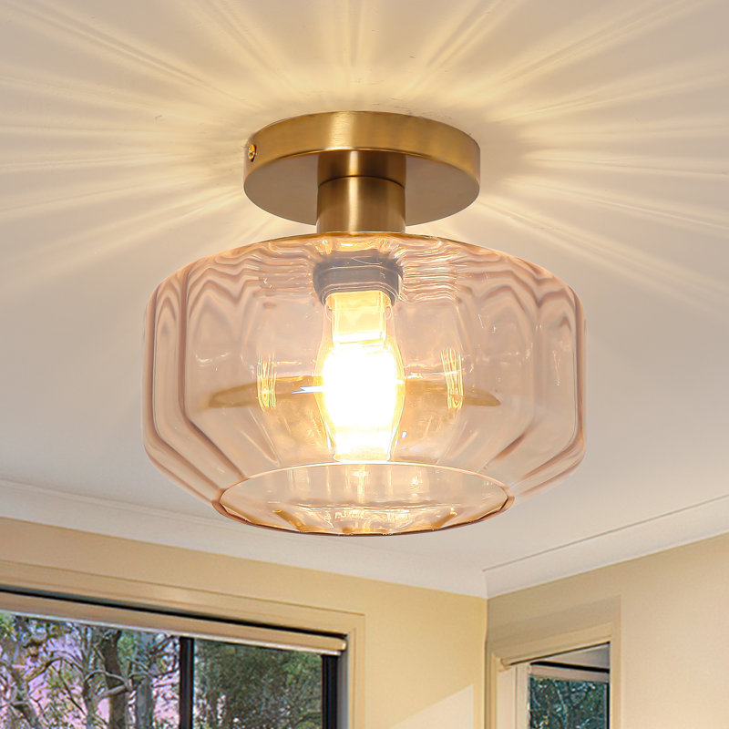 Plafonnier semi-encastré en verre 1 lumière