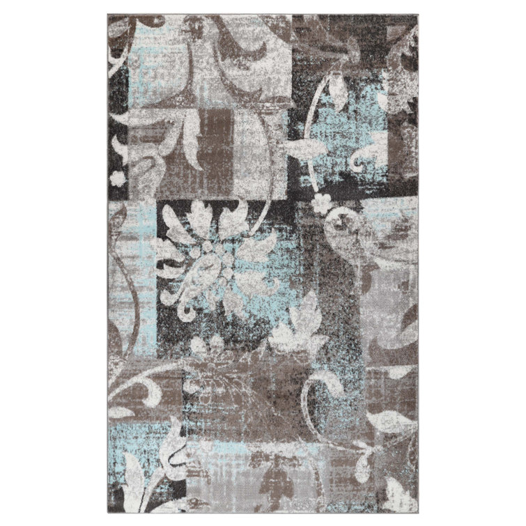 Rotonya Floral Area Rug in Chocolate
