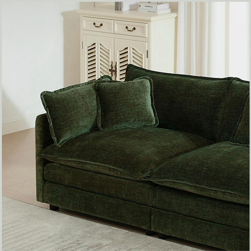 Canapé modulaire Free Free, canapé modulaire 4 places, canapé modulaire, canapé modulaire, chenille verte, Vert