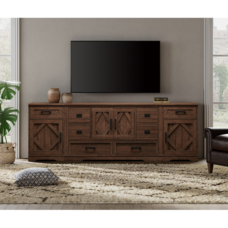 Laziza Modern Farmhouse TV Stand For Tvs Up To 100",3 In 1 Wood Entertainment Center,Tall TV Console Cabinet With Barn Door For Living Room,Bedroom