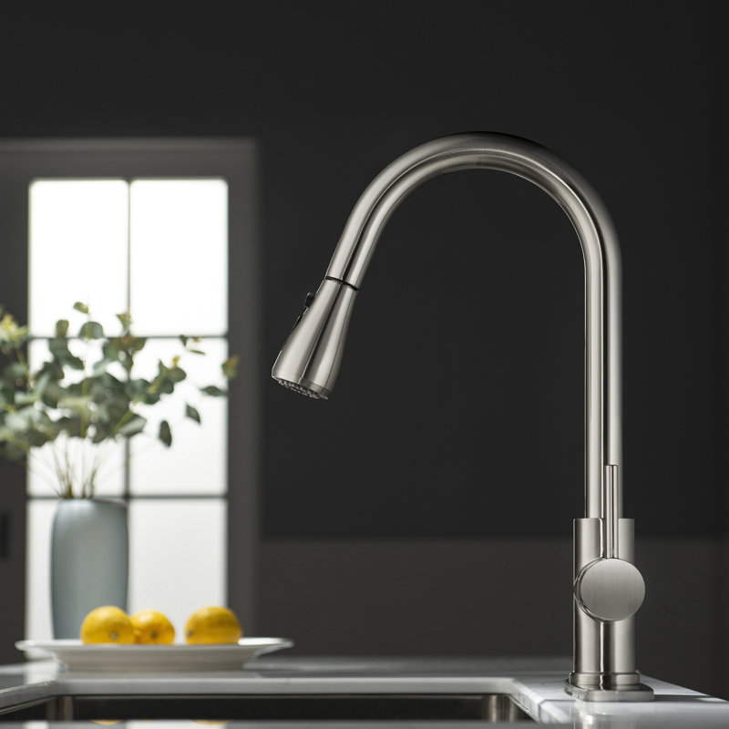 WoodBridge Pull Down Kitchen Faucet, Brushed Nickel