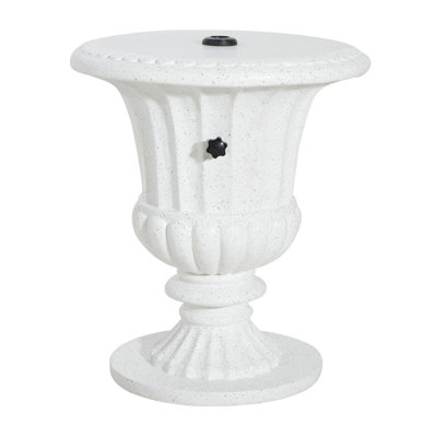 Outdoor Patio Mgo Side Table Umbrella Base With Sand-Filling, White Marble Finish, Set Of 1