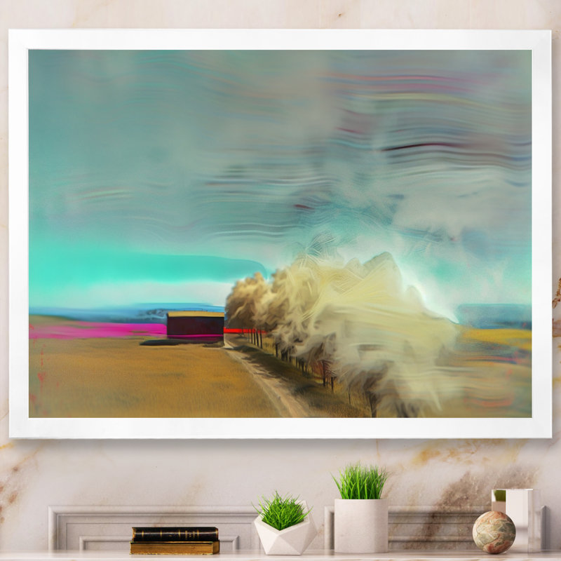 Désert, tempête turquoise, horizon, Cadre photo blanc, H 24 po x l 32 po x P 1 po