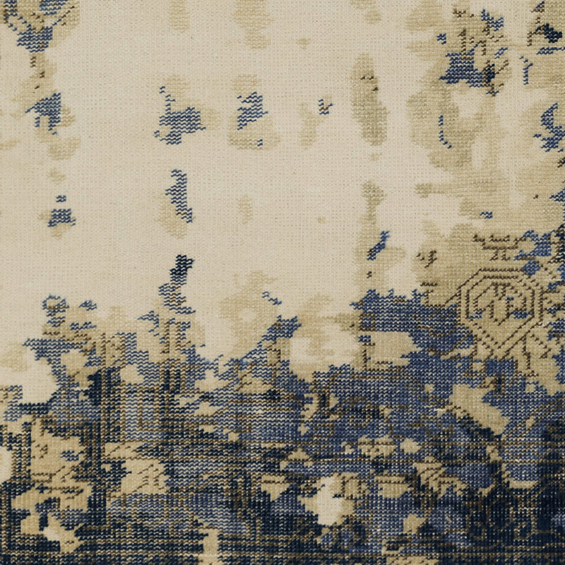 Jayden Wool Oriental Area Rug in Bright Blue, Rectangle 2' x 3'