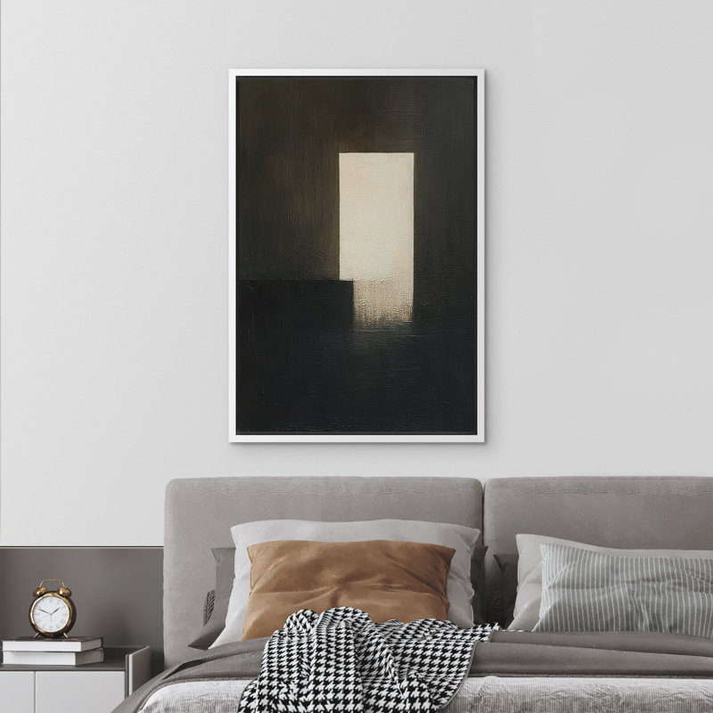Reproduction d'art abstrait sur toile encadrée pour décoration intérieure moderne, H 24 po x l 16 po, Blanc
