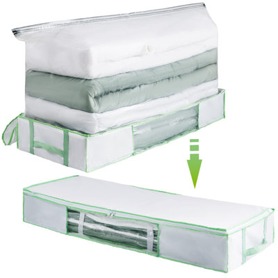 Contenant de rangement pour édredons sous le lit, économise 80% d'espace, grande capacité de rangement pliable sous le lit pour les couvertures d'oreiller en lin, sac de rangement sous vide pour édredons Jumbo