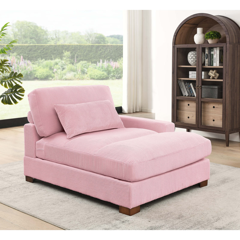 Ariee Upholstered Chaise Lounge, Left Hand Facing, Pink Corduroy