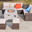 7-Piece Rattan Patio Sectional Sofa Set With Fire Pit Table