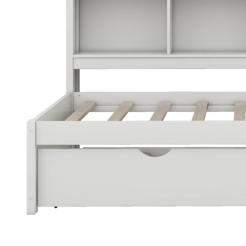 Daybed with Storage Shelves, Full, Light Gray