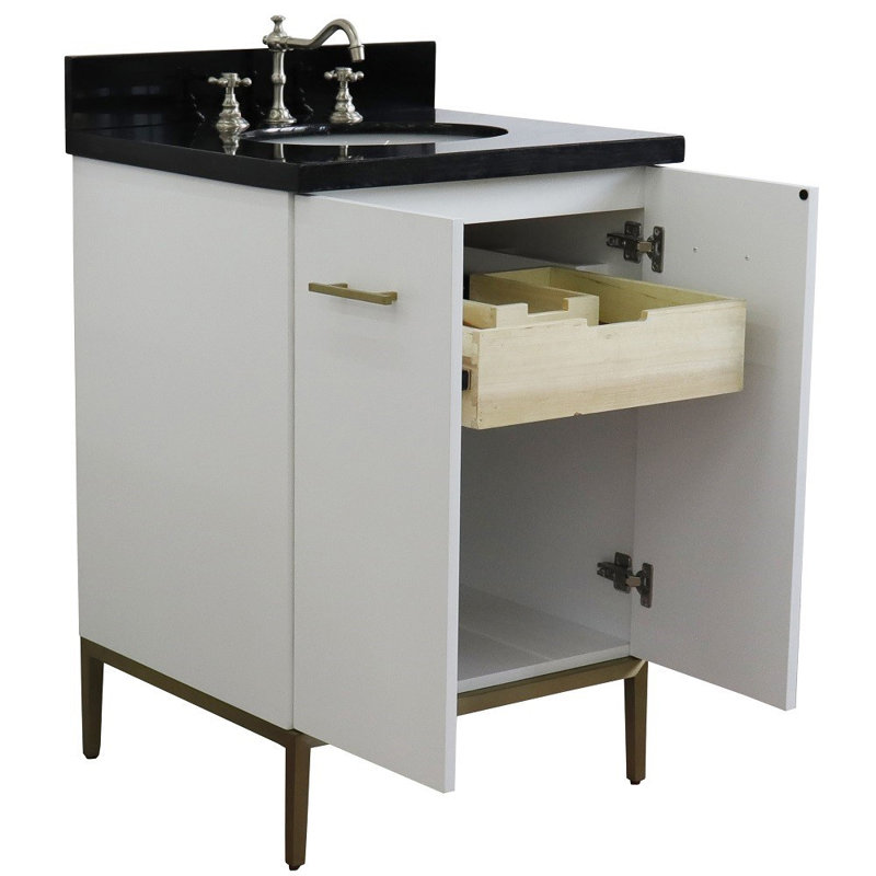 25'' Single Bathroom Vanity with Top, Black