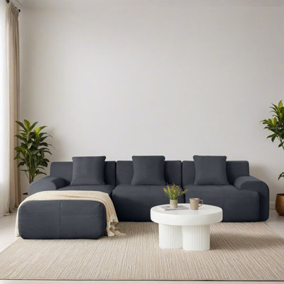 113.02" Modern L-Shaped Modular Reversible Sleeper Sectional Sofa Bed for Living Room